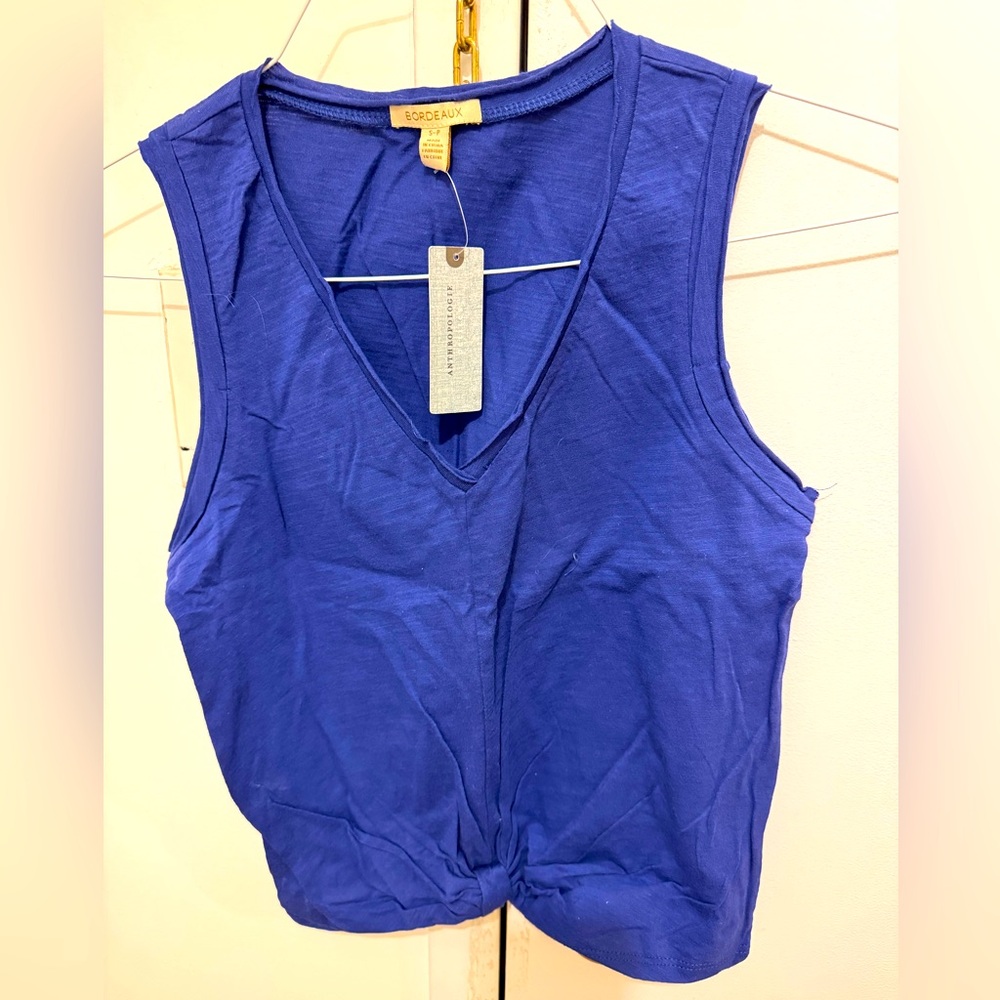 Anthropologie Bordeaux Blue Crop Top Tank